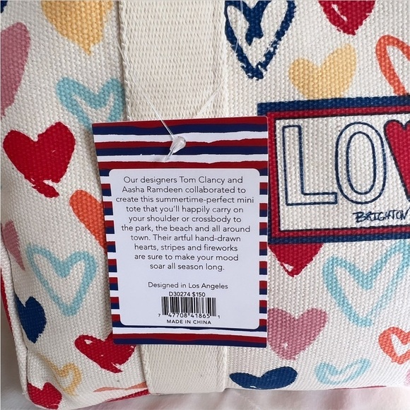 NWT BRIGHTON Red White And You Mini Canvas Tote / Crossbody Bag - Picture 16 of 16